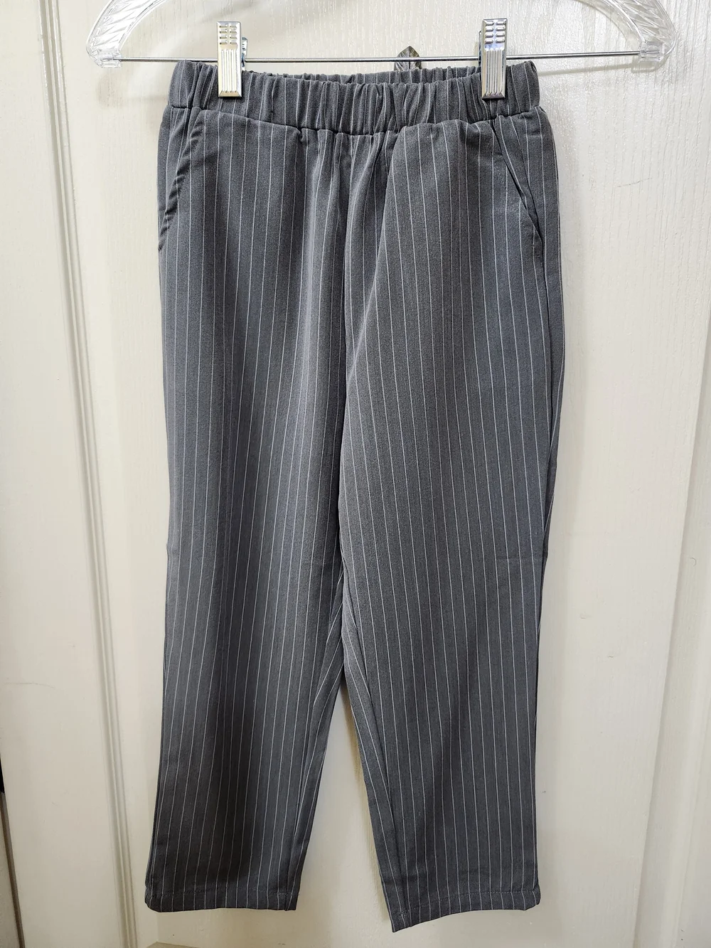 Trish Scully Kids Pinstripe Gangster Pantsuit with White Tie and Suspenders